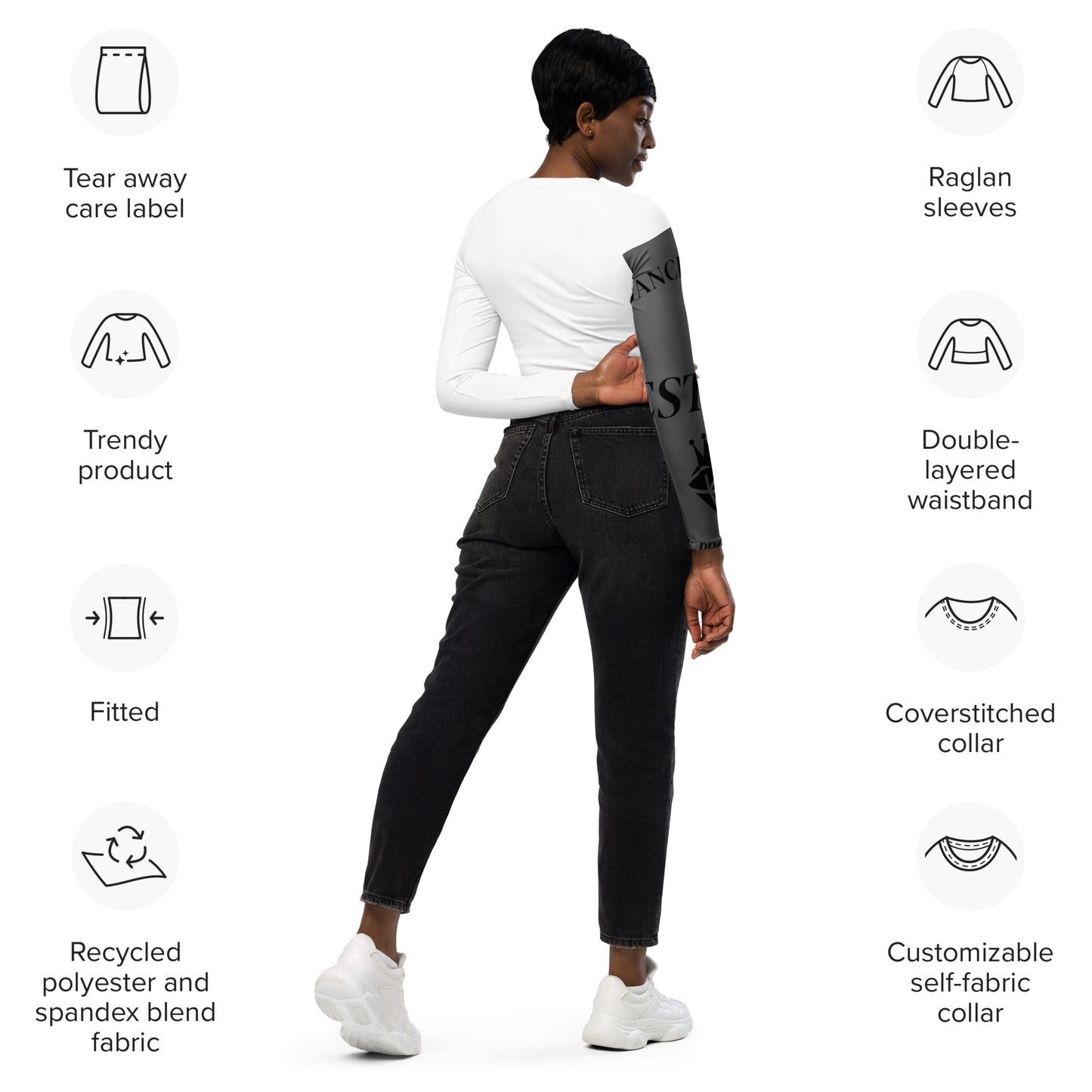 Recycled long-sleeve crop top